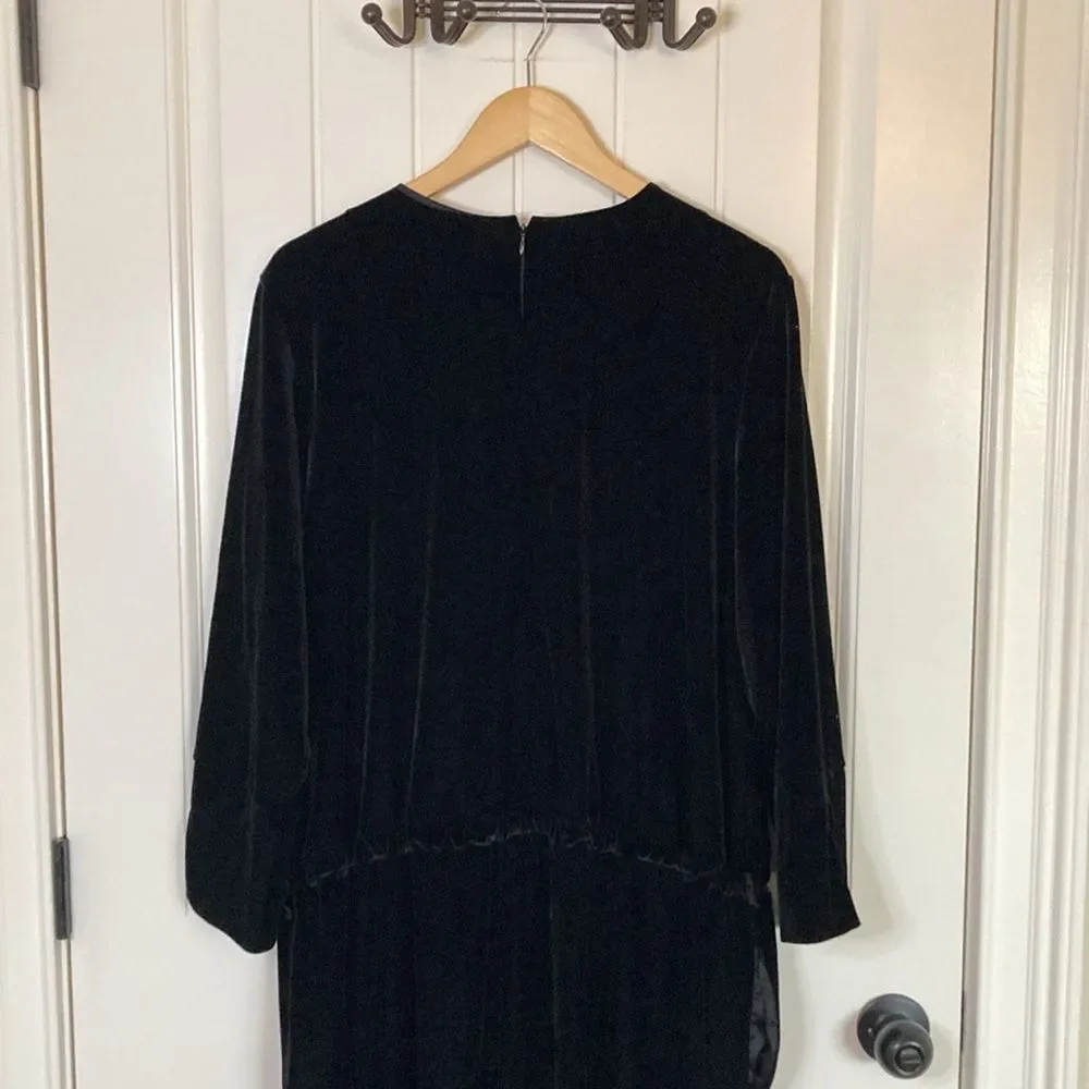 Chicos Womens Velvet V Neck Jumpsuit XXL Black Long Sleeve Wide Leg‎ Classy - Picture 10 of 14